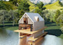 design floating house,beach house,dock house,  beach hotel and rendering 3d